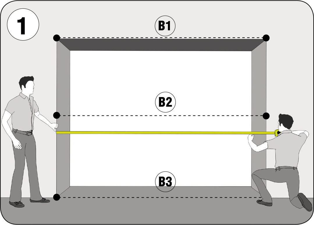 Замер ширину проема ворот (B)